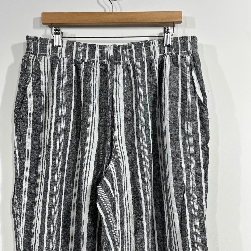 Briggs Fisherman Coastal Linen Blend Wide Leg Boho Stripe Pants Womens XL Resort - Picture 2 of 10